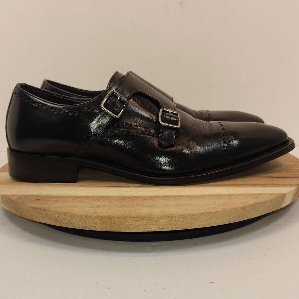 Johnston & Murphy Reece Double Buckle Dress Shoes Men's Size 9.5 M made in Italy